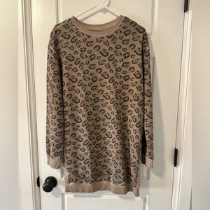 True Religion Leopard Long Sleeve Sweatshirt Dress